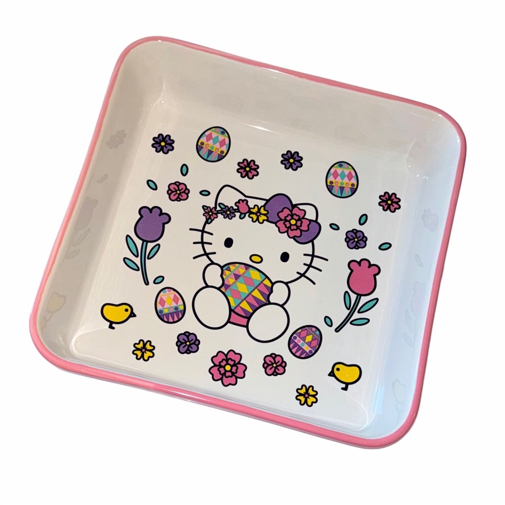 Hello Kitty Sanrio 9” Square Butterfly Baker Easter Floral Ceramic Baking Dish
